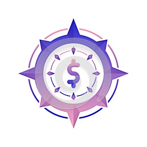 dollar compass logo gradient design template icon element