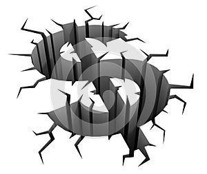 Dollar crash 3d concept