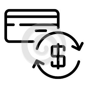 Dollar credit card with arrows icon, outline style