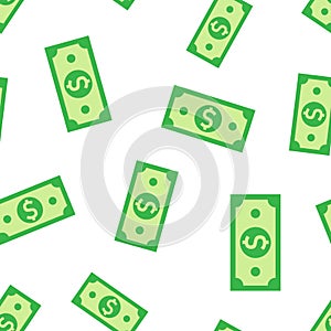 Dollar currency banknote icon seamless pattern background. Dollar cash vector illustration. Banknote bill symbol pattern