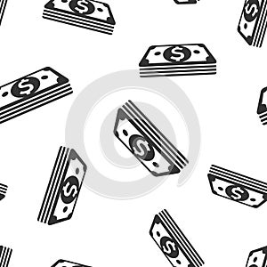 Dollar currency banknote icon seamless pattern background. Dollar cash vector illustration. Banknote bill symbol pattern