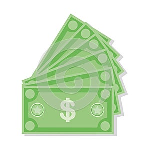 Dollar currency banknote icon, stock vector illustration. Dollar currency icon in flat style. Money cash