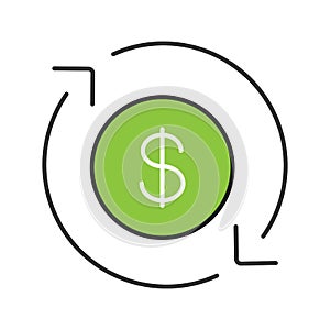 Dollar currency exchange color icon