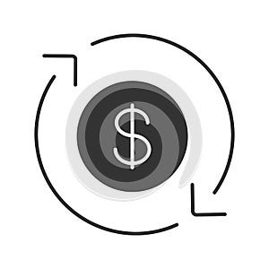 Dollar currency exchange glyph icon