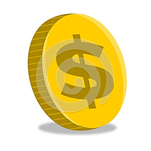 Dollar Currency Gold Icons. Isolated Vector Ilustrator on White Background