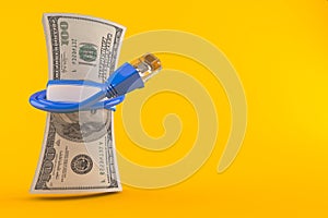 Dollar currency with internet cable