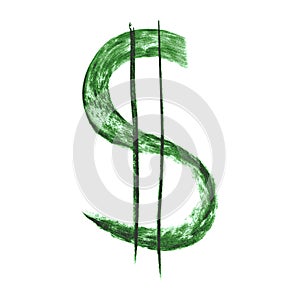 Dollar currency sign green in charcoal for banking, accounting, financial designs and accounts