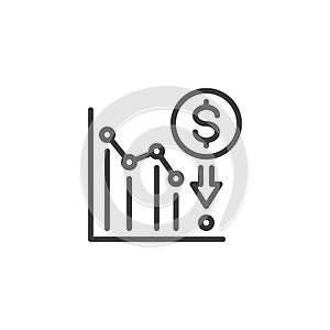 Dollar decline line icon