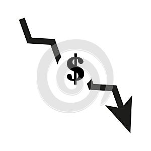 Dollar down trend. Vector illustration. EPS 10.