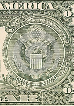 Dollar eagle banknote close up.