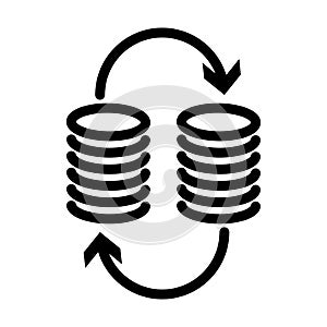 Dollar Euro Coins Stack Icon