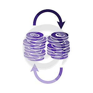 Dollar Euro Coins Stack Icon