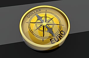 Dollar and euro compass