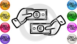 DOLLAR EURO Money Currency Exchange, Transfer Banknotes Cash Payment. Vector illustration EPS 10