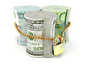 Dollar, euro, ruble on lock