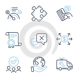 Dollar exchange, Reject and No internet icons set. Credit card, Car service and Strategy signs. Vector