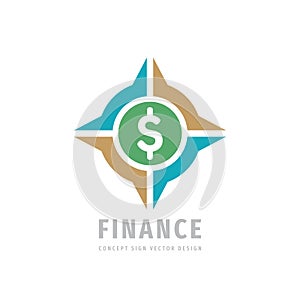 Dollar finance logo design. Money business direction compass concept sign. Investment icon symbol. Vector illustration