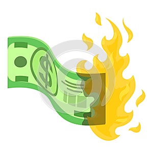 Dollar in fire icon, isometric style