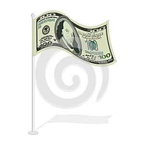 Dollar flag. Financial paced checkbox. Sign for capitalists. photo