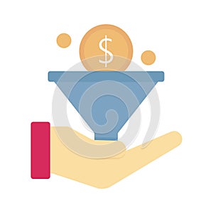 Dollar funnel flat vector icon which can easily modify or edit