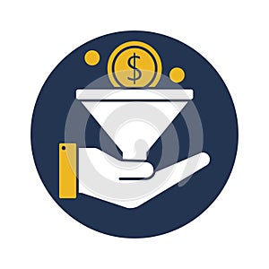 Dollar funnel flat vector icon which can easily modify or edit