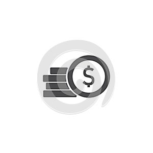 Dollar gold coin stack icon and simple flat symbol for website,mobile,logo,app,UI