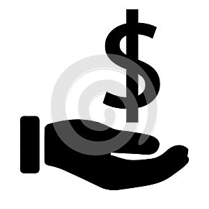 Dollar in hand vector icon. Money symbol simpleisolated illustration