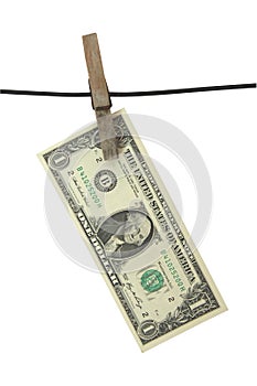 Dollar hang on clothes-peg