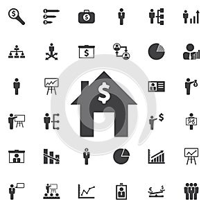 Dollar house icon.