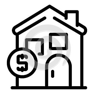 Dollar house icon, outline style