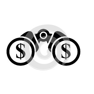 Dollar icon in Binocular  symbol vector. search money sign. finance, business symbol