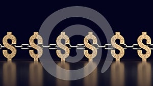 The Dollar icon and chain for Business concept 3d rendering