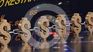 The Dollar icon and chain for Business concept 3d rendering