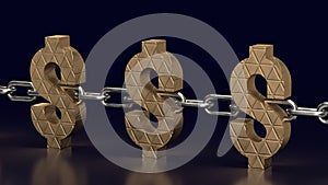 The Dollar icon and chain for Business concept 3d rendering