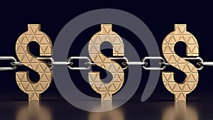 The Dollar icon and chain for Business concept 3d rendering