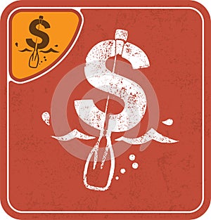 Dollar icon like oarsman on red background vector illustration.