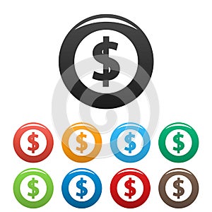 Dollar icons set vector