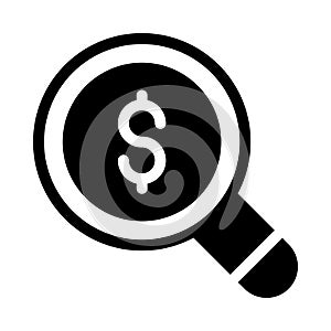 Dollar magnifier vector glyph flat icon