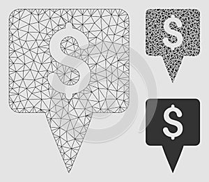 Dollar Map Pointer Vector Mesh Wire Frame Model and Triangle Mosaic Icon