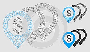 Dollar Map Pointers Vector Mesh Network Model and Triangle Mosaic Icon