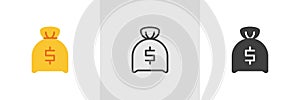 Dollar money bag icon