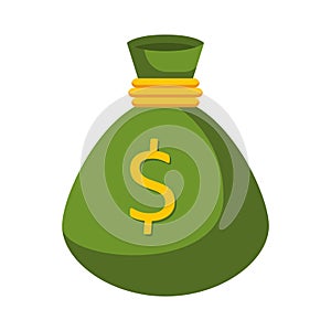 Dollar money bag icon in flat style isolated o white background. Vector illustration