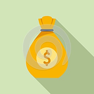 Dollar money bag icon flat vector. Sign currency wallet safe