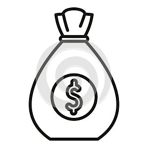 Dollar money bag icon outline vector. Sign currency wallet safe