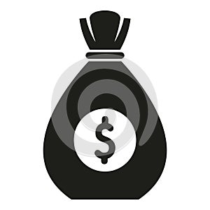 Dollar money bag icon simple vector. Sign currency wallet safe