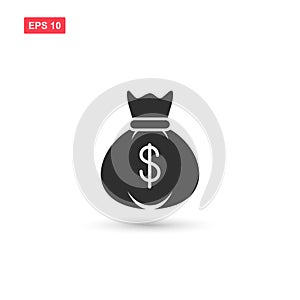 Dollar money bag icon vector design isolated 3