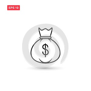 Dollar money bag icon vector design isolated 4