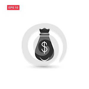 Dollar money bag icon vector design isolated 5