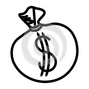 Dollar Money Bag Icon Vector Template Flat Design