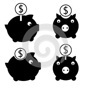 Dollar money box icon set